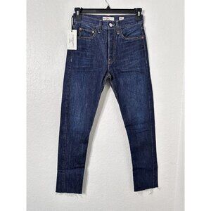 RE/DONE Originals High Rise Ankle Crop Jeans Womens Size 26 Blue Button Fly NWT